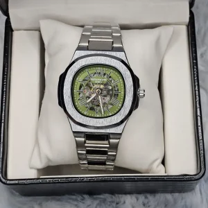 Patek Philippe Automatic Men’s Watch (Green Skeleton) front view