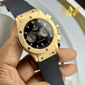 Close up of the premium rubber strap on the Hublot Chronograph Premium Watch