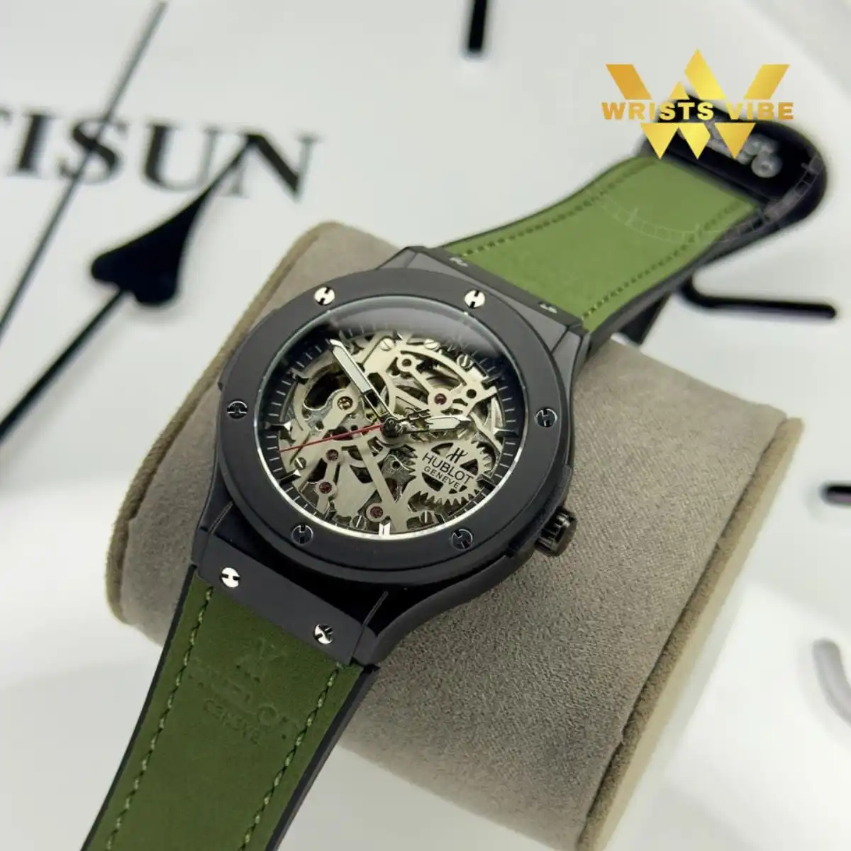 Water droplets on the durable mineral glass of the Hublot Classic Fusion Skeleton Edition