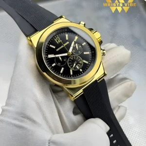 Front view of the stunning gold-plated Michael Kors Premium Chronograph Watch