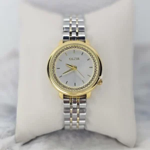 OLIYA Round Shape Women’s Watch front view two-tone strap