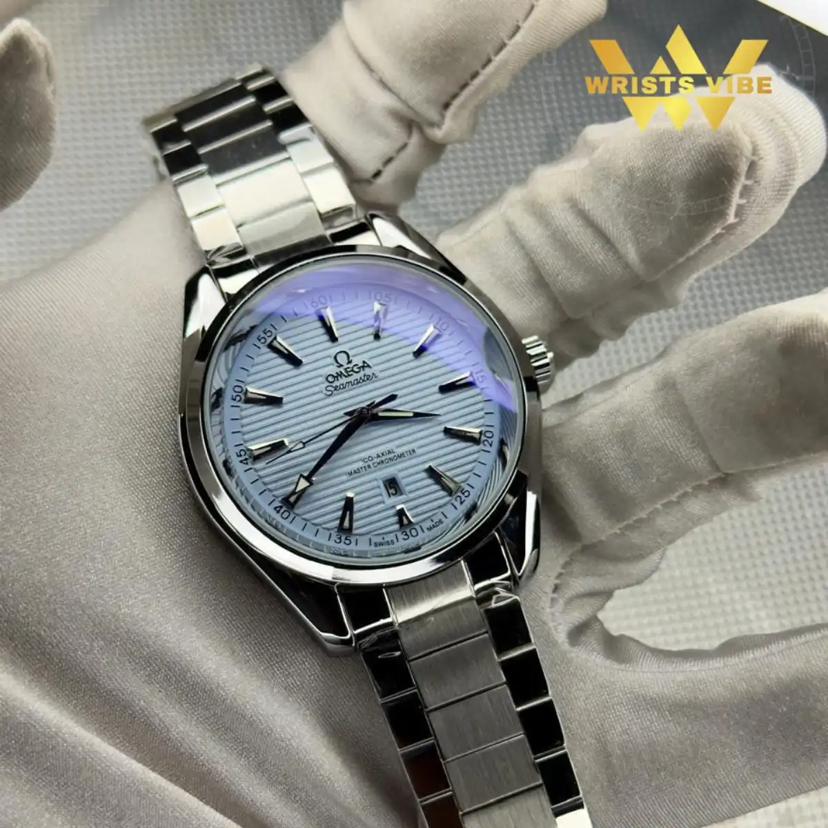 Man wearing the Omega Premium Quartz Watch with a casual weekend t-shirt