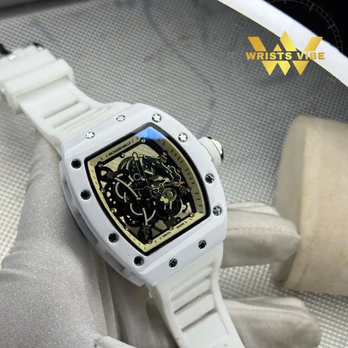 RICHARD MILLE Premium Watch front view open heart skeleton dial